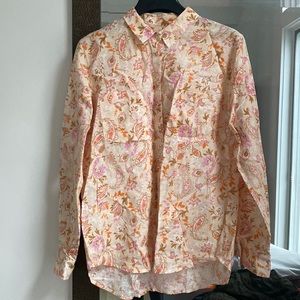 Gold button down linen multi colour paisley.